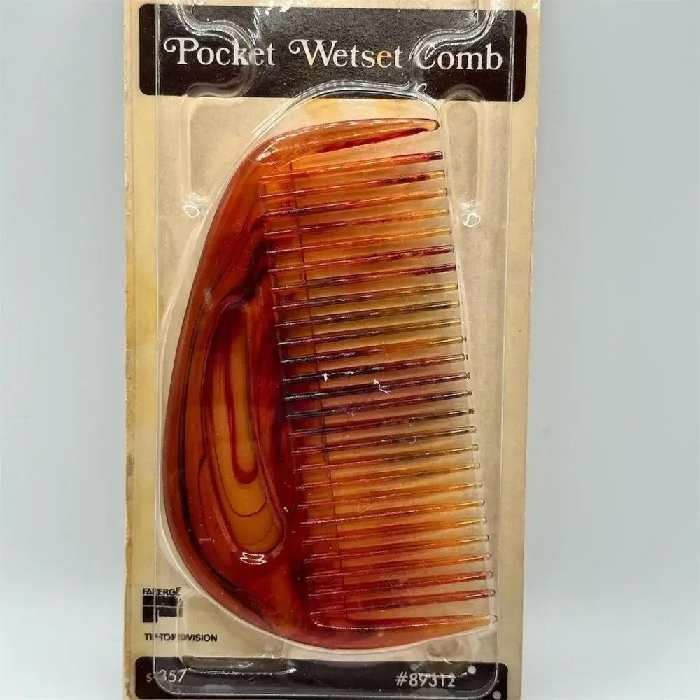 Vintage Pocket Wetset Comb Faux Tortoise Shell Design NOS